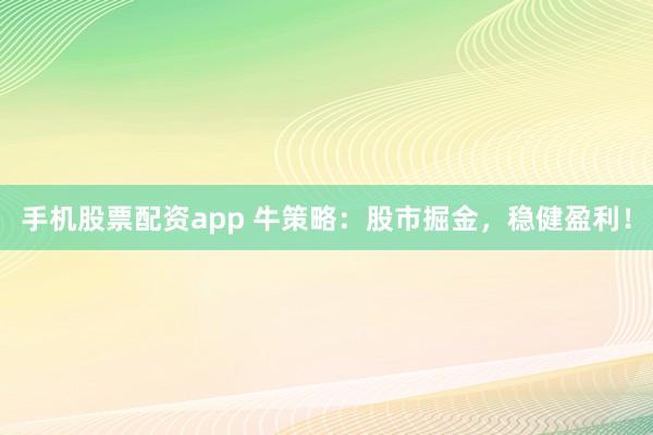 手机股票配资app 牛策略：股市掘金，稳健盈利！