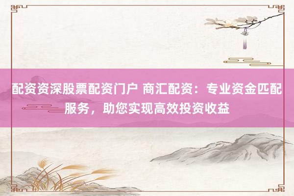 配资资深股票配资门户 商汇配资：专业资金匹配服务，助您实现高效投资收益