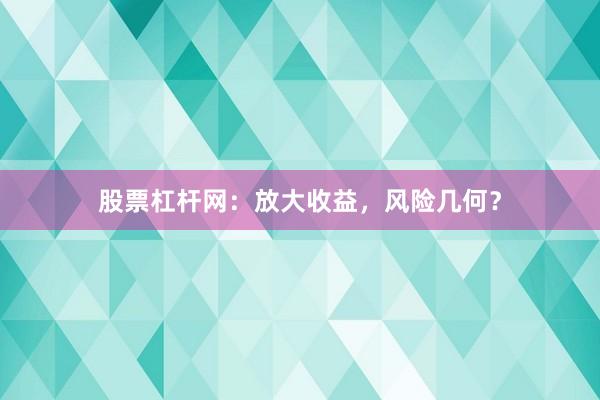 股票杠杆网：放大收益，风险几何？