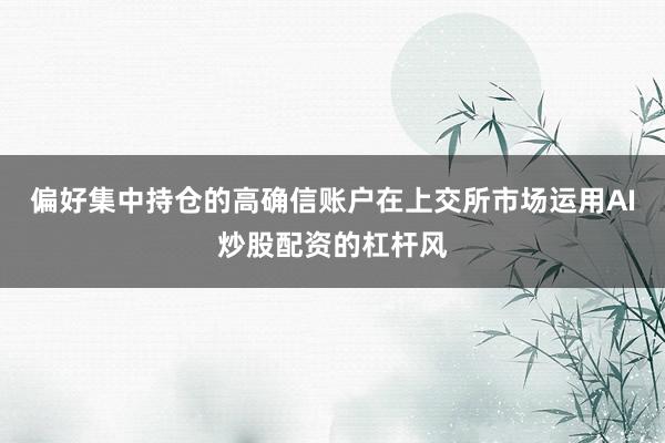 偏好集中持仓的高确信账户在上交所市场运用AI炒股配资的杠杆风