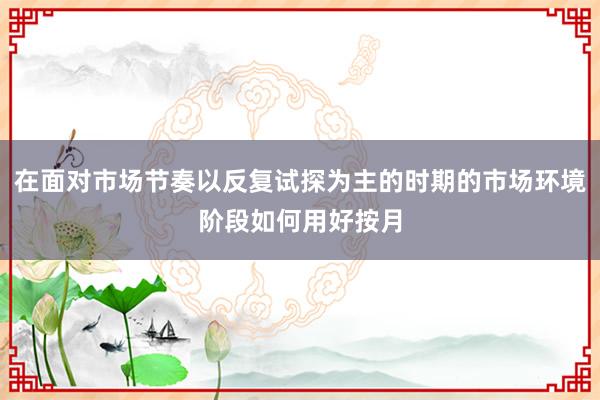 在面对市场节奏以反复试探为主的时期的市场环境阶段如何用好按月
